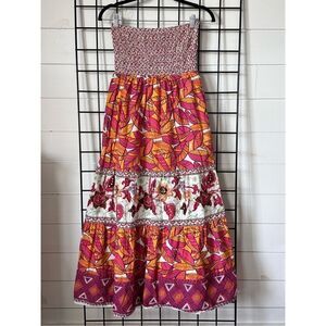 Speed Control Ruched Strapless Pull-On‎ Dress Womens M Pink Cottagecore